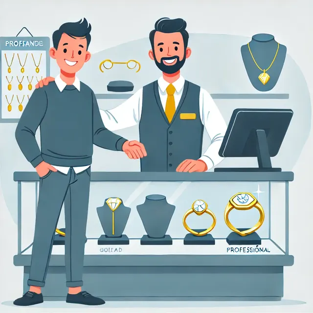 Illustrazione di un cliente in un negozio di preziosi